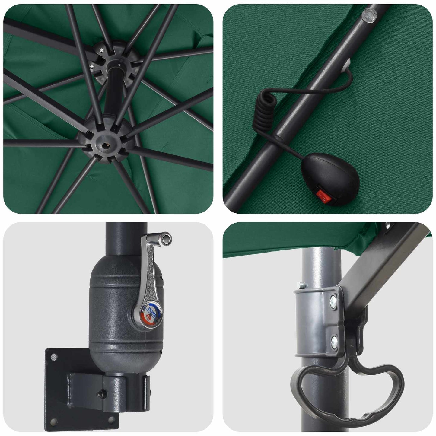 Guarda-sol de Jardim Verde 248,5 x 247,5 x 160 cm