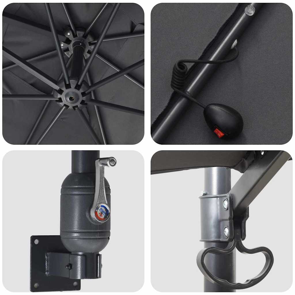 Guarda-sol de Jardim Antracite 248,5 x 247,5 x 160 cm