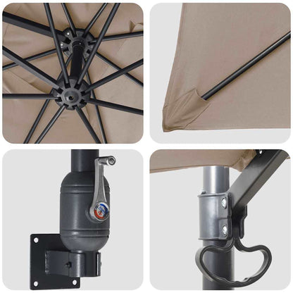 Guarda-sol de Jardim com luzes de tira LED Cinzento-acastanhado