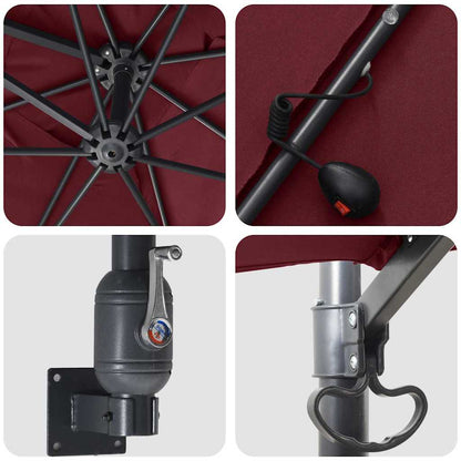 Guarda-sol de Jardim Vermelho Bordeaux 248,5 x 247,5 x 160 cm