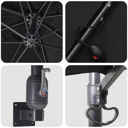 Guarda-sol de Jardim Preto 248,5 x 247,5 x 160 cm