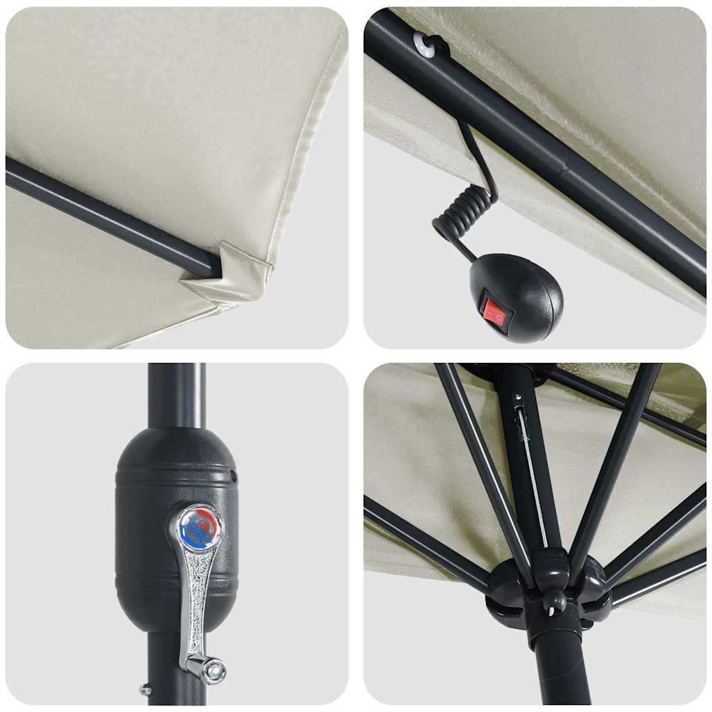 Guarda-sol de Jardim Areia 294 x 150 x 224 cm Poliéster e Aço