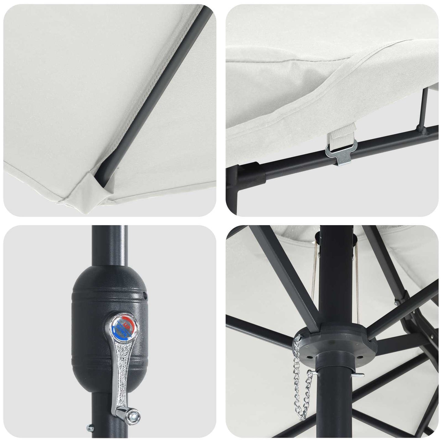 Guarda-sol de Jardim Areia e Antracite 385 x 209 x 244 cm