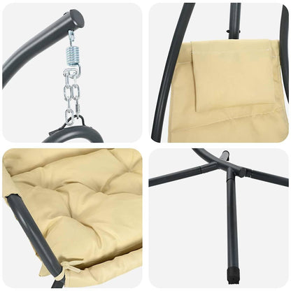 Cadeira suspensa tipo ovo Manual Bege 94 x 107 x 196.5 cm Aço