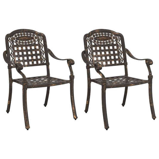 Cadeira de Jardim 2 pcs Bronze 55 x 56.5 x 91cm Alumínio