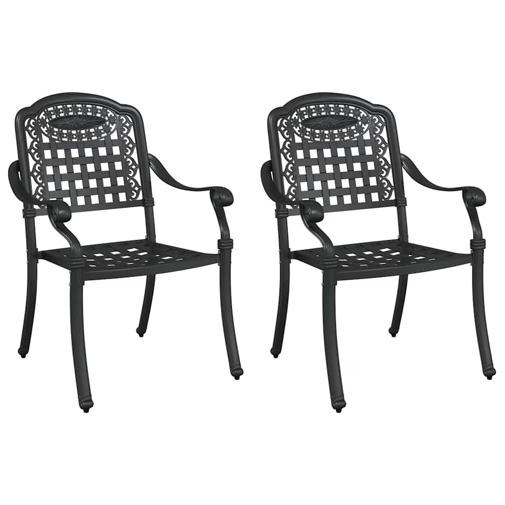 Cadeira de Jardim 2 pcs Preto 55 x 56.5 x 91cm Alumínio