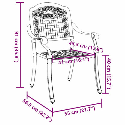 Cadeira de Jardim 2 pcs Branco 55 x 56.5 x 91cm Alumínio
