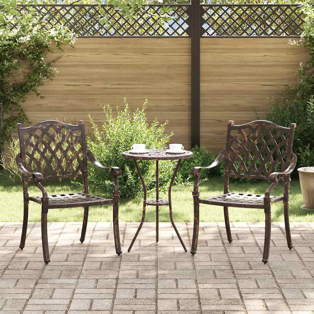 Cadeira de Jardim 2 pcs Bronze 55 x 56.5 x 91cm Alumínio