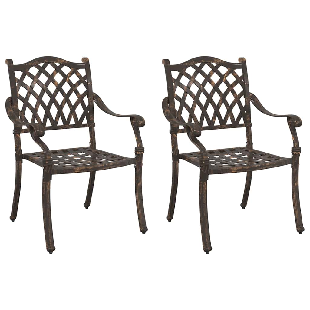 Cadeira de Jardim 2 pcs Bronze 55 x 56.5 x 91cm Alumínio