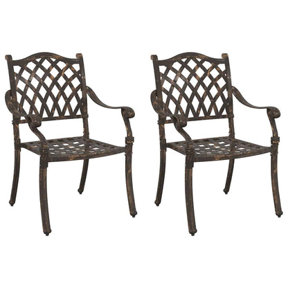 Cadeira de Jardim 2 pcs Bronze 55 x 56.5 x 91cm Alumínio
