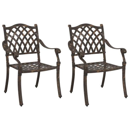 Cadeira de Jardim 2 pcs Bronze 55 x 56.5 x 91cm Alumínio