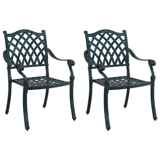 Cadeira de Jardim 2 pcs Verde 55 x 56.5 x 91cm Alumínio
