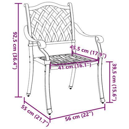 Cadeira de Jardim 2 pcs Verde 55 x 56.5 x 91cm Alumínio