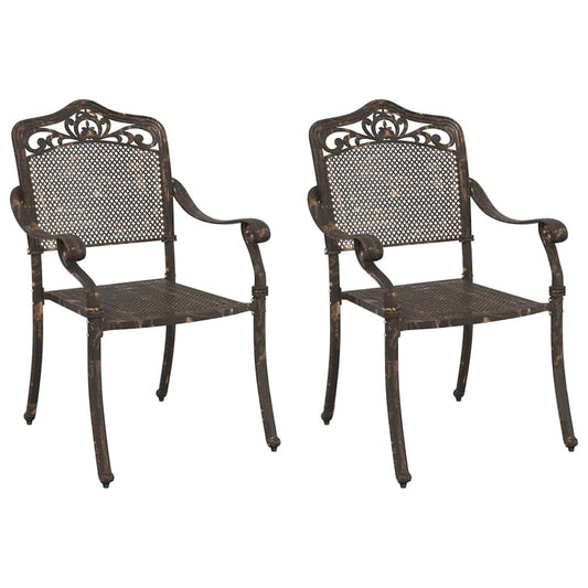 Cadeira de Jardim 2 pcs Bronze 55 x 56.5 x 91cm Alumínio