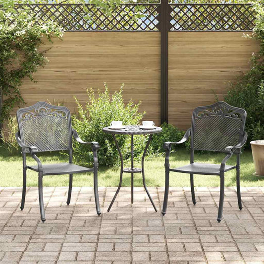 Cadeira de Jardim 2 pcs Preto 55 x 56.5 x 91cm Alumínio