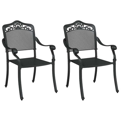 Cadeira de Jardim 2 pcs Preto 55 x 56.5 x 91cm Alumínio