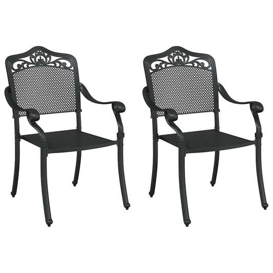 Cadeira de Jardim 2 pcs Preto 55 x 56.5 x 91cm Alumínio