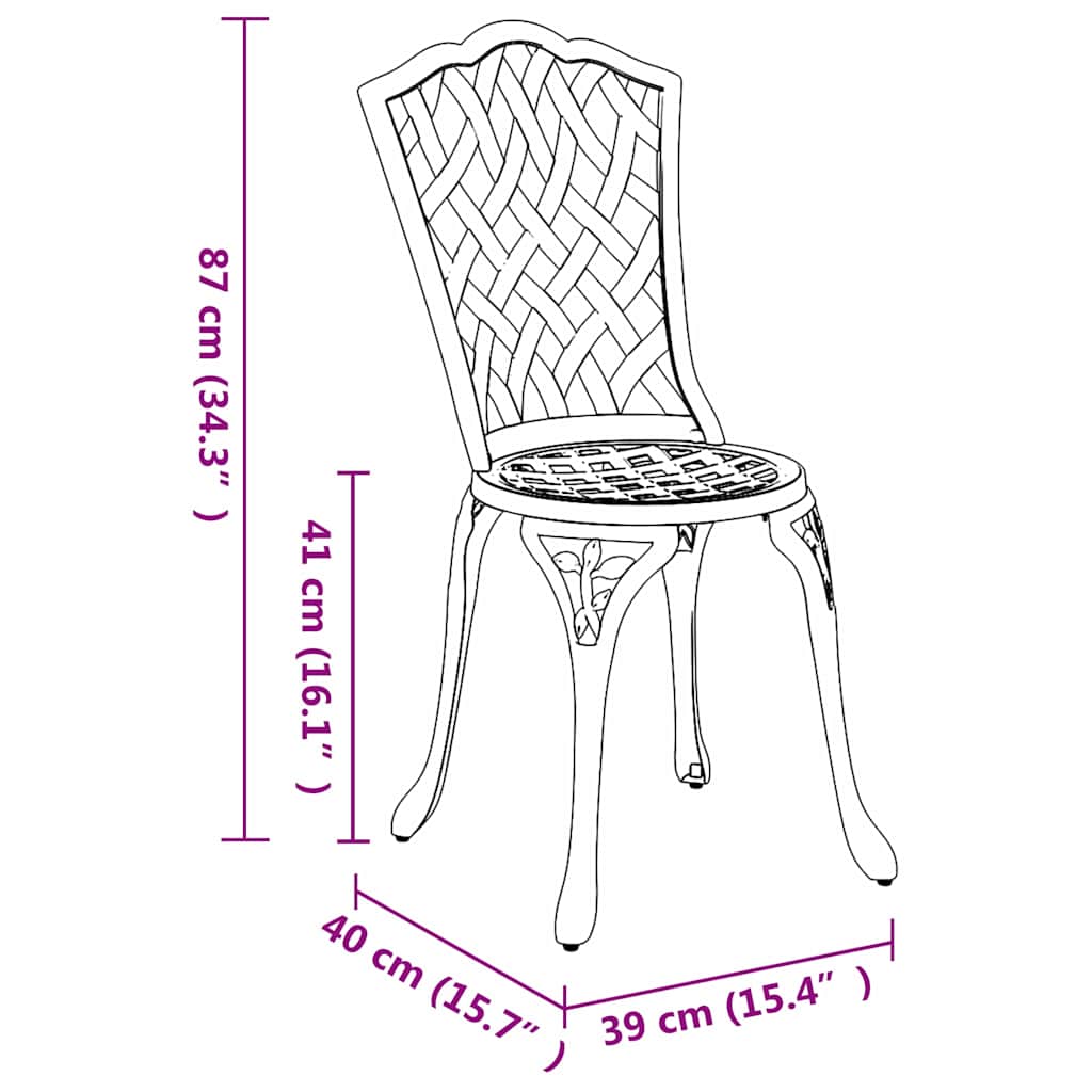 Cadeira de Jardim 2 pcs Branco 55 x 56.5 x 91cm Alumínio