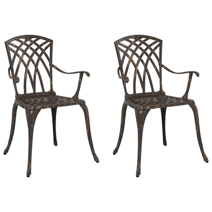 Cadeira de Jardim 2 pcs Bronze 55 x 56.5 x 91cm Alumínio