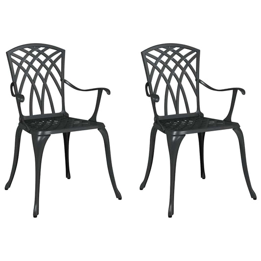 Cadeira de Jardim 2 pcs Preto 55 x 56.5 x 91cm Alumínio