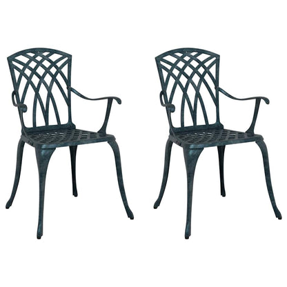 Cadeira de Jardim 2 pcs Verde 55 x 56.5 x 91cm Alumínio