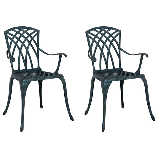 Cadeira de Jardim 2 pcs Verde 55 x 56.5 x 91cm Alumínio