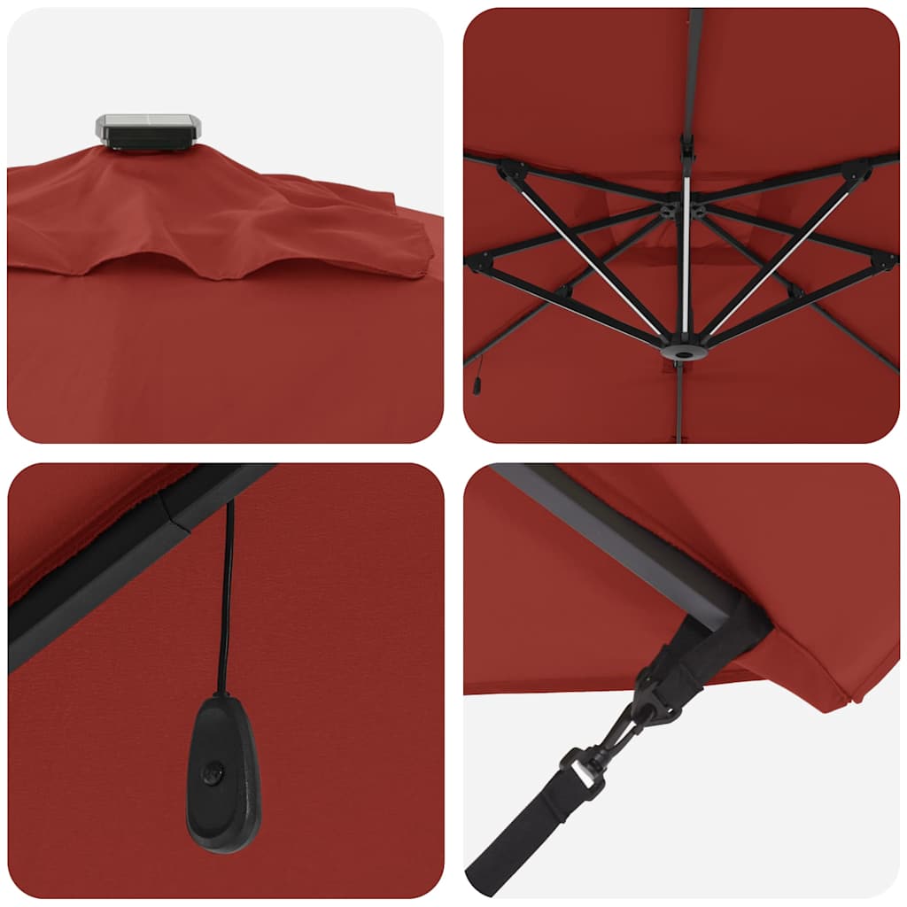 Guarda-sol Terracota 286 x 284 x 270 cm Alumínio e Poliéster