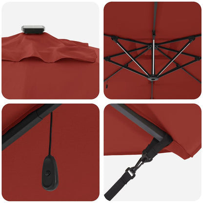 Guarda-sol Terracota 286 x 284 x 270 cm Alumínio e Poliéster