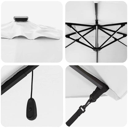 Guarda-sol Manual Areia 352 x 251 x 265 cm Poliéster e Alumínio