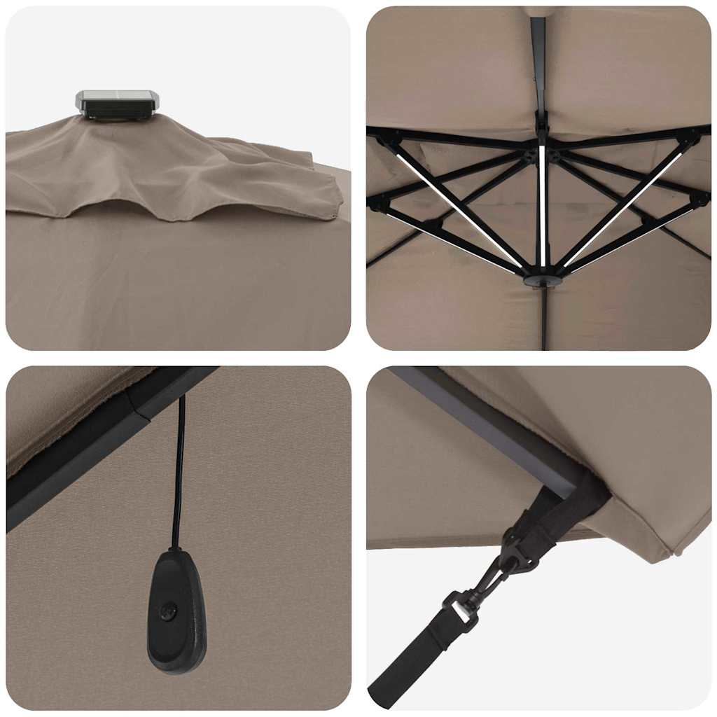 Guarda-sol Manual Cinzento-acastanhado 352 x 251 x 265 cm