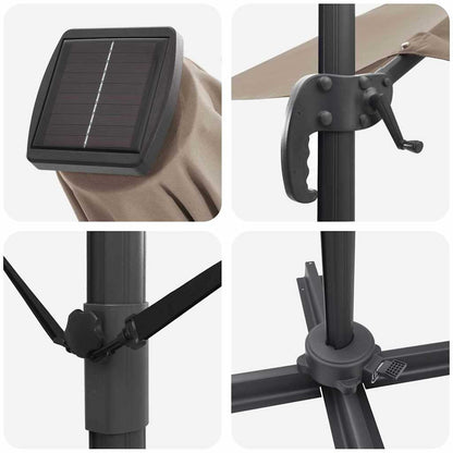 Guarda-sol Manual Cinzento-acastanhado 352 x 251 x 265 cm