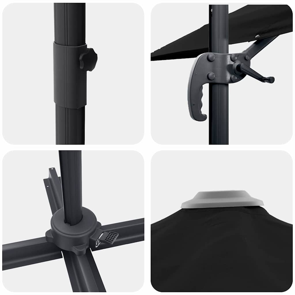 Parasol Roma Preto 286 x 284 x 265 cm Alumínio e Poliéster