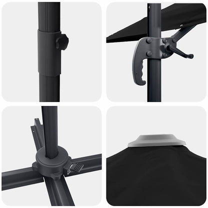 Parasol Roma Preto 286 x 284 x 265 cm Alumínio e Poliéster