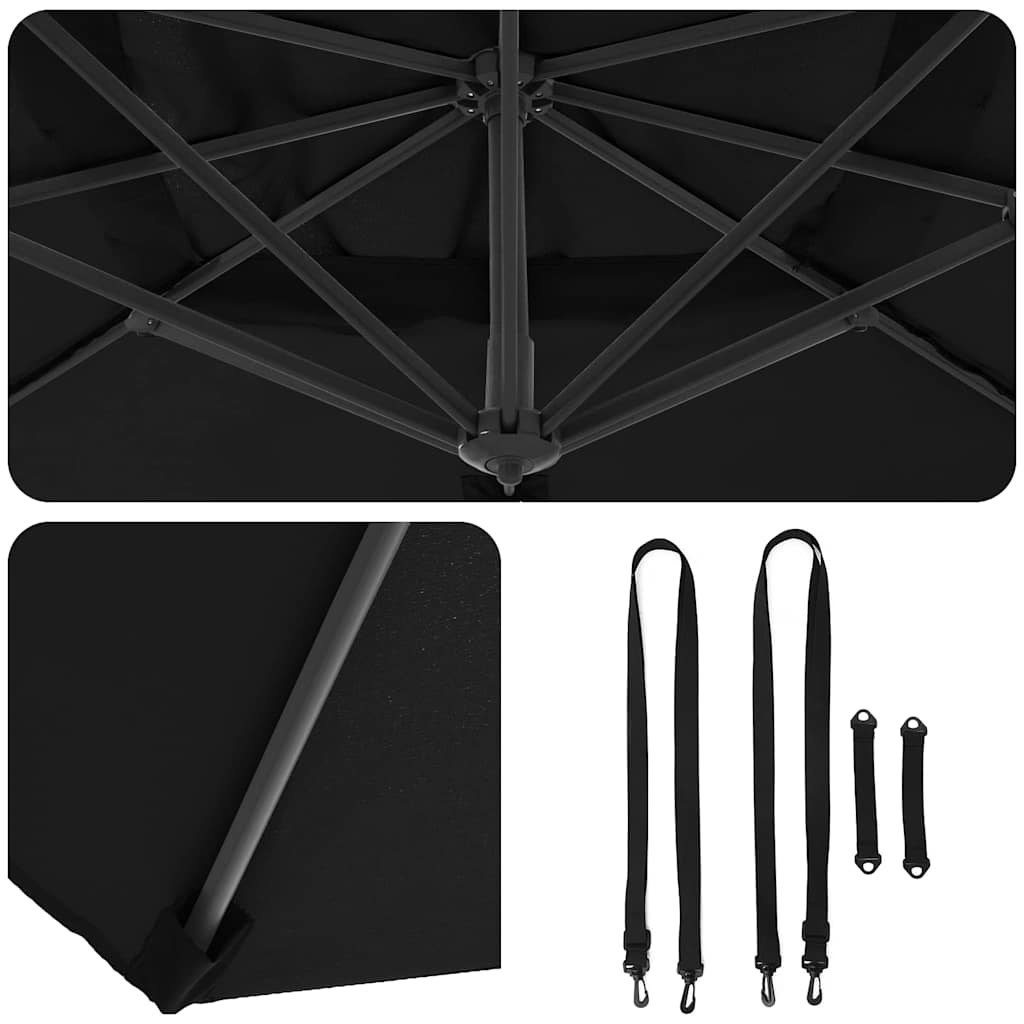 Parasol Roma Preto 286 x 284 x 265 cm Alumínio e Poliéster