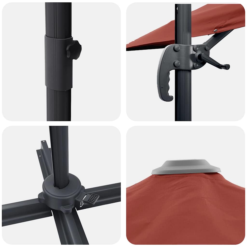 Parasol Roma Vermelho 286 x 284 x 265 cm Alumínio e Poliéster