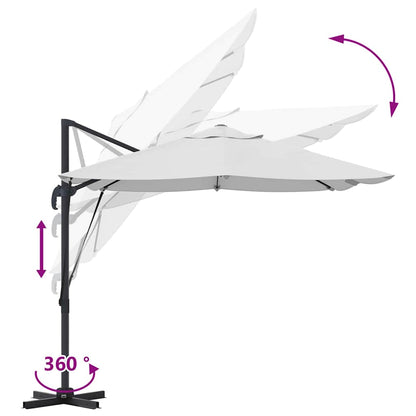 Guarda-sol Areia 351 x 250 x 260 cm Poliéster e Alumínio