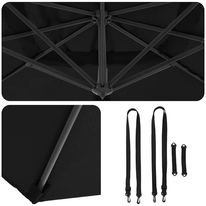 Guarda-sol Preto 351 x 250 x 260 cm Poliéster e Alumínio