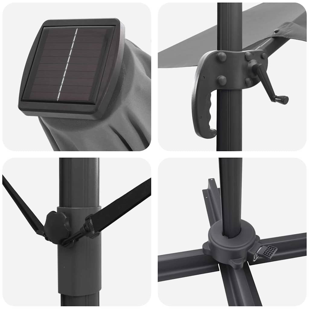 Parasol Roma Antracite 286 x 284 x 270 cm Alumínio e Poliéster