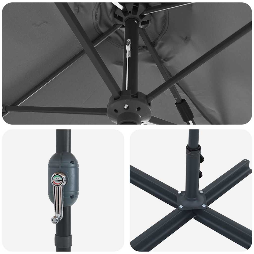 Guarda-sol de Jardim Antracite 370 x 197 x 239 cm