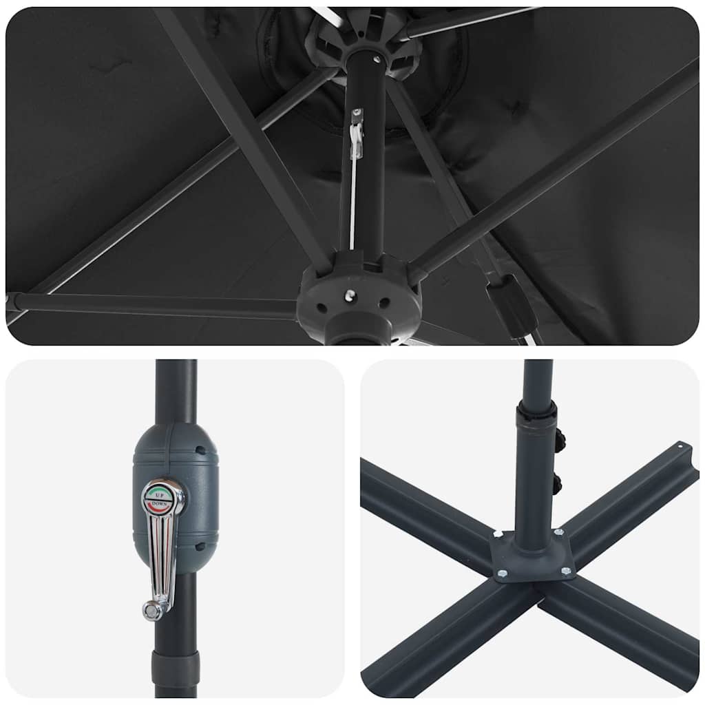 Guarda-sol de Jardim Preto 370 x 197 x 239 cm