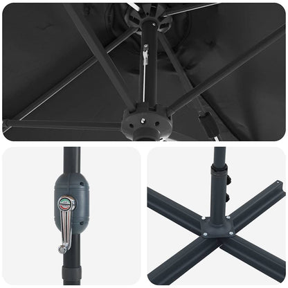 Guarda-sol de Jardim Preto 370 x 197 x 239 cm