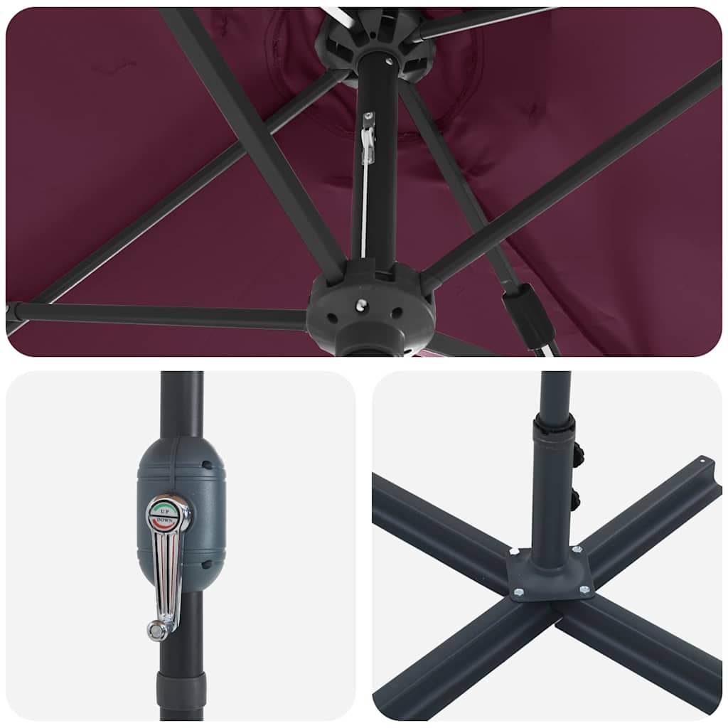 Guarda-sol de Jardim Vermelho Bordeaux 370 x 197 x 239 cm