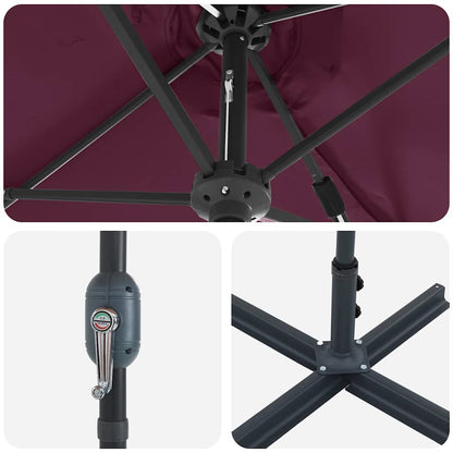 Guarda-sol de Jardim Vermelho Bordeaux 370 x 197 x 239 cm