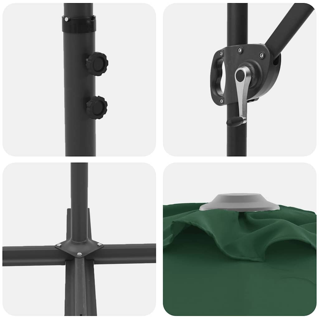 Guarda-sol Verde 372 x 198 x 243 cm Poliéster e Alumínio