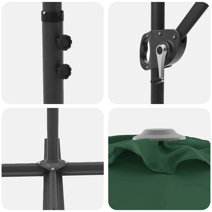 Guarda-sol Verde 372 x 198 x 243 cm Poliéster e Alumínio