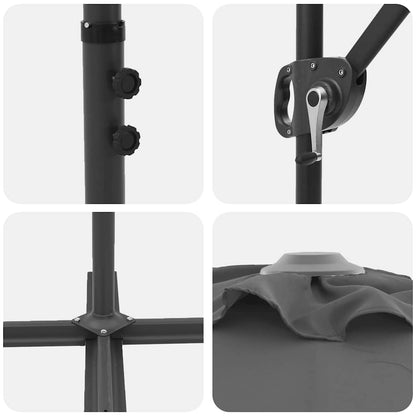 Guarda-sol Antracite 372 x 198 x 243 cm Poliéster e Alumínio