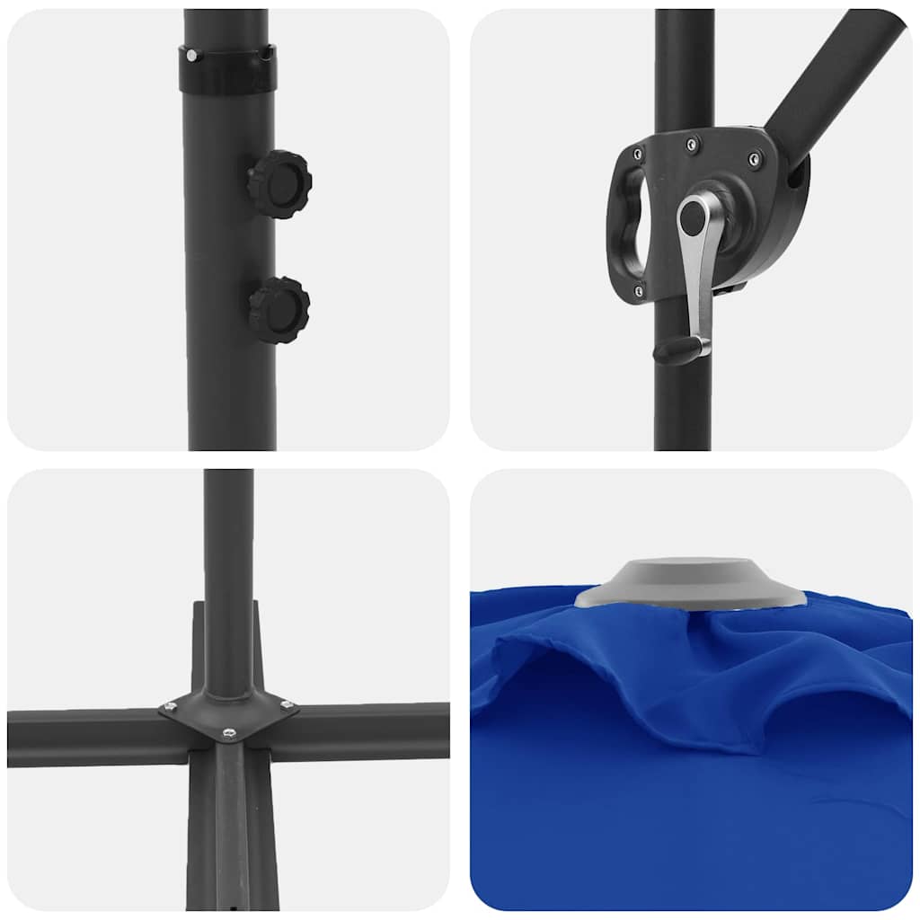 Guarda-sol Azul Azur 372 x 198 x 243 cm Poliéster e Alumínio