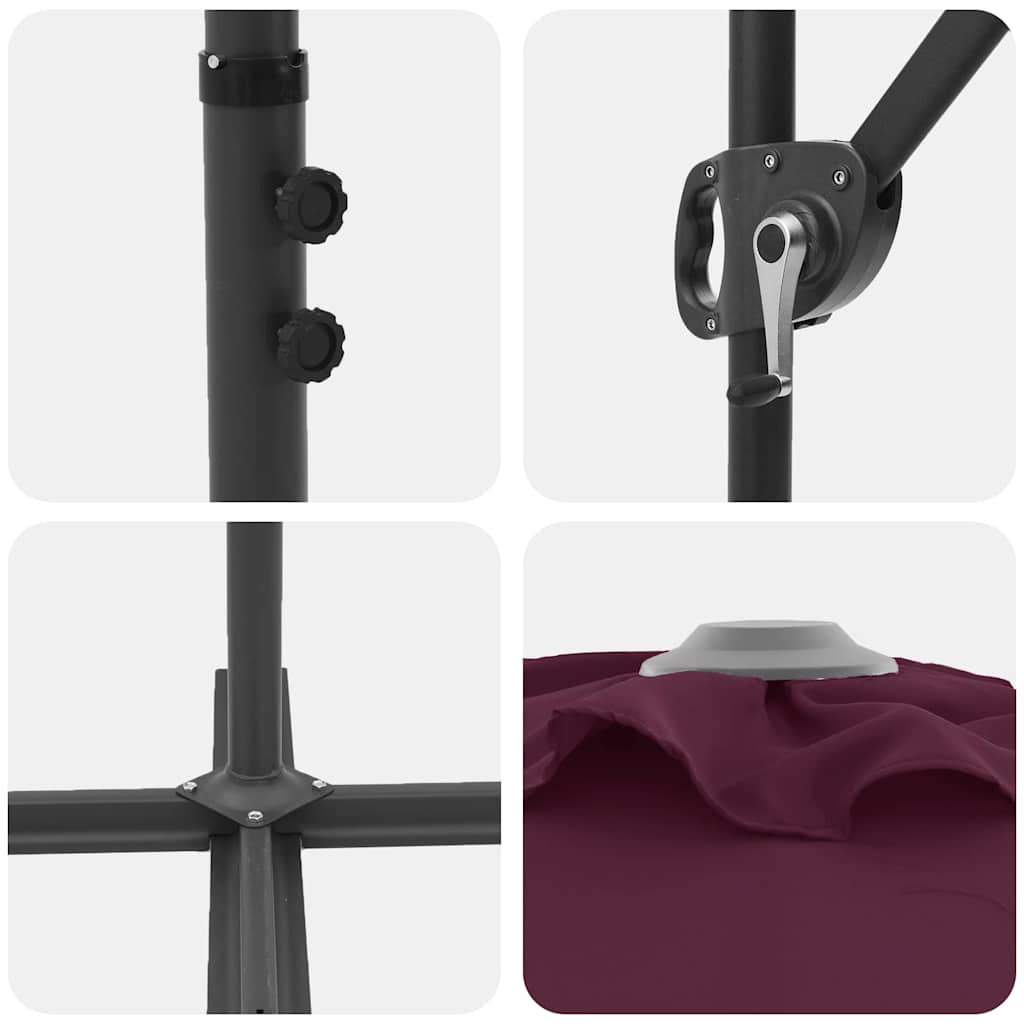 Guarda-sol Vermelho Bordeaux 372 x 198 x 243 cm