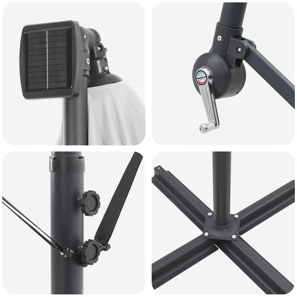 Guarda-sol Areia 294 x 294 x 248 cm Poliéster e Alumínio