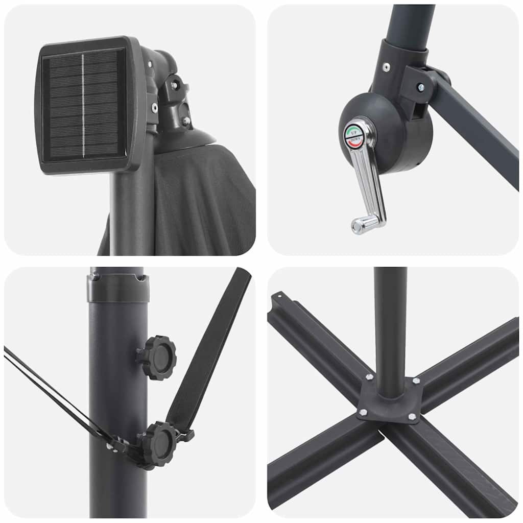 Guarda-sol Antracite 294 x 294 x 248 cm Poliéster e Alumínio